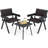 3 PCS Patio Wicker Chair Set, Rattan Furniture Set with Quick Dry Foam Padding