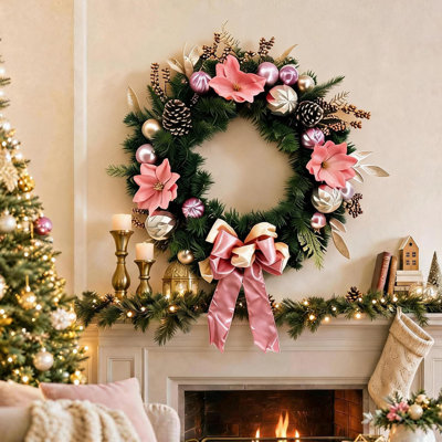 Couronne d'hiver pré-illuminée de 61 cm (24 po), 20 lumières DEL avec minuterie automatique