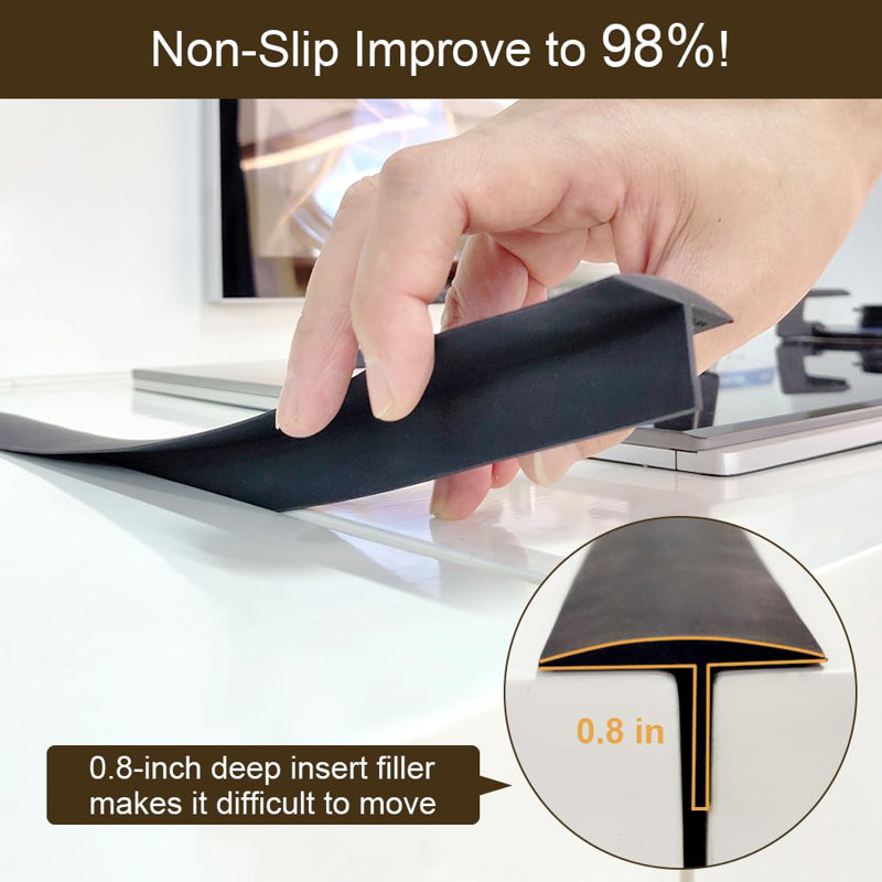 Silicone Stove Counter Gap Cover,30 Inches (For 4-25Mm Gap) Extra Long Kitchen Range Gap Filler,Heavy 10 Oz, Cut To Any Size 21&25 (Set Of 2,Black)