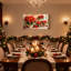 Plantes de poinsettia de Noël dans un pot décoratif, rebord de fenêtre, ensemble de 3 impressions d'art sur toile-1103340248
