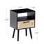 Table de bout tissée 15,65 po avec tiroir et pieds en bois massif - Accessoire pratique et polyvalent pour différents espaces, facile à assembler-2041055063