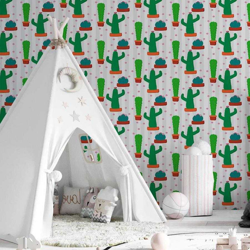 Rouleau de papier peint adhésif Sylvie, Blanc / Vert, L 126 po x l 24 po