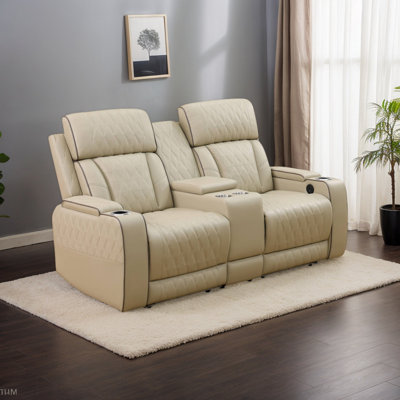 Boyigton Dual Power Breathable Leather Reclining Loveseat With Reading Light,and Storage Armrest by Ebern Designs