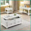 Table basse blanche avec tiroir et amp; Tablette inférieure, style élégant intemporel pour le salon, rangement polyvalent