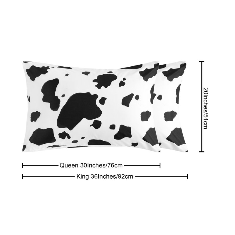 Taies d'oreiller à fermeture en microfibre, Noir / blanc avec imprimé animal