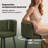 27.2" Upholstered Bar & Counter Stool with Back, 360° Swivel Faux Leather Stools, Olive Green-1283019565