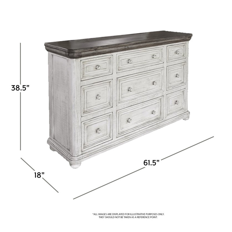 Commode 9 tiroirs l 61,12 po Leni (miroir non inclus)