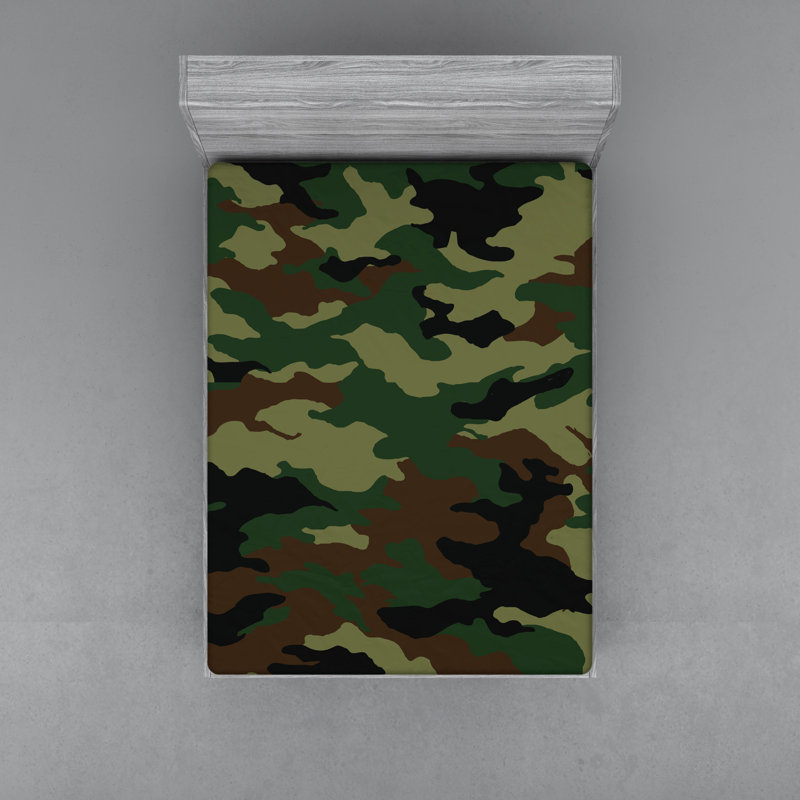 Camo Camouflage Microfibre Jersey Knit Fitted Sheet, European Kingsize (160 x 200cm)