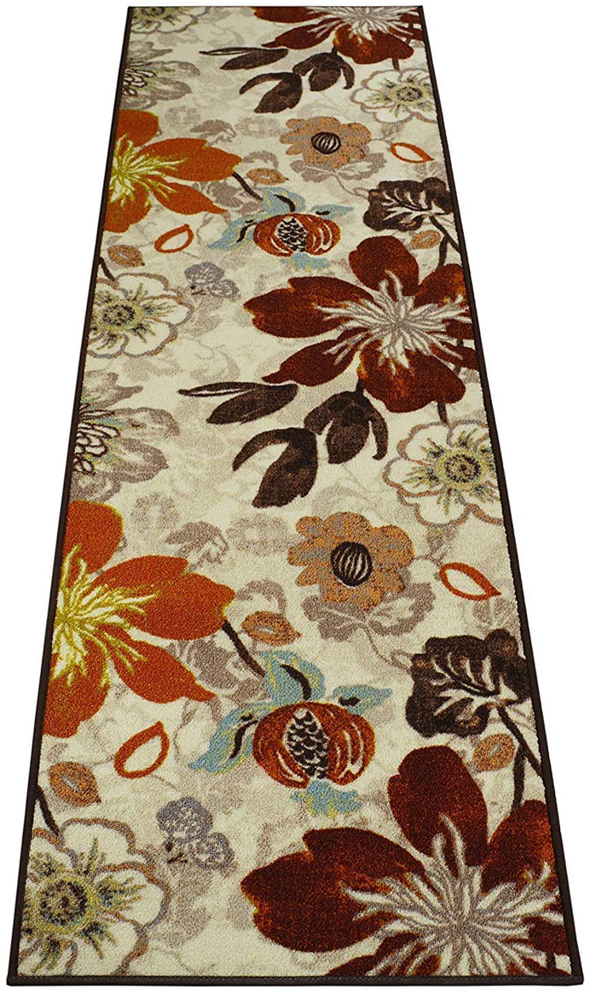 Custom Size Runner Rug Floral Leaves Low Pile Slip Resistant Runner Rugs by Feet Red Barrel Studio Rug Size: Runner 2'2 x 15