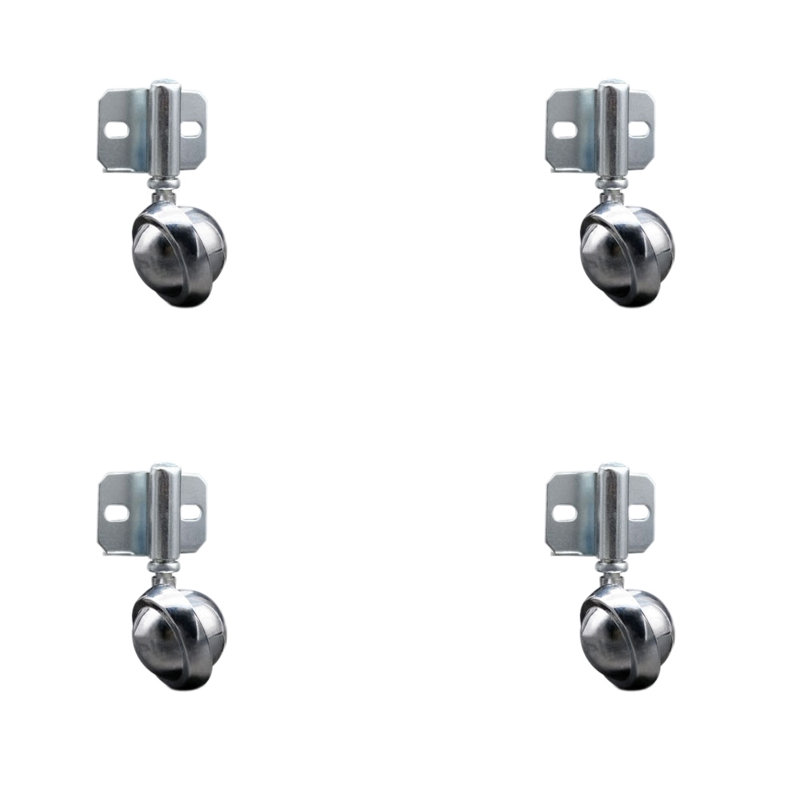 Ensemble de 4 roulettes en métal chromé brillant de 2 pouces - Support de fixation latérale - Ensemble de 4