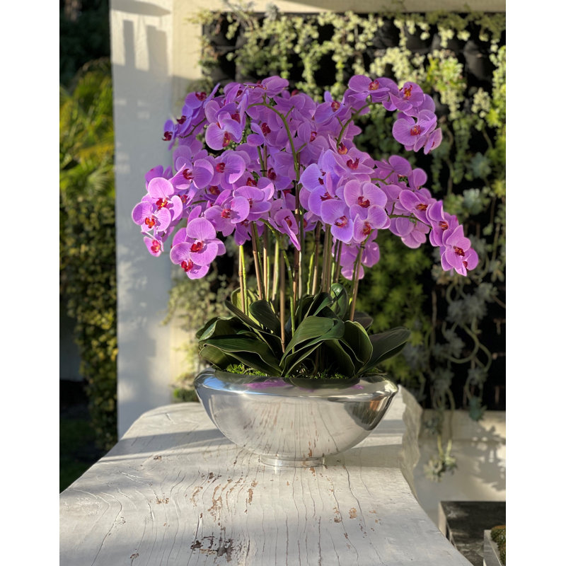 Orchid Floral Arrangement in Planter, Light Purple