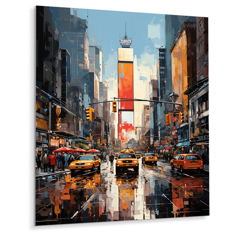 Art mural en métal jaune et gris New York City, H 40 po x l 30 po