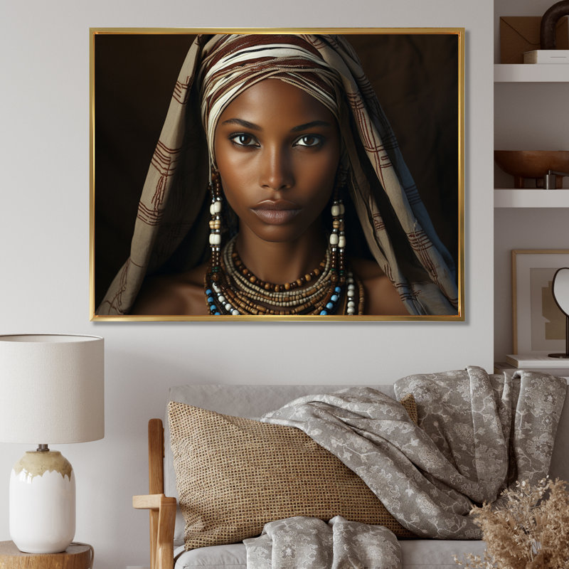 «World Cultures Samburi Beauty I», reproduction sur toile, H 16 po x l 32 po x P 1 po, Cadre flottant doré