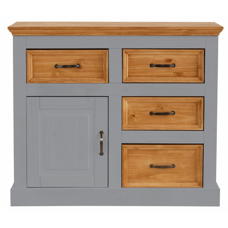 Perley Solid Wood 100cm W 4 - Drawer Chest of Drawers, Grey / White
