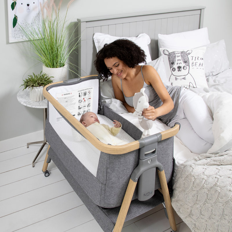 CoZee Air Bedside Bassinet, Oak/Charcoal