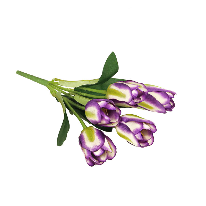 Bouquet de tiges de tulipes artificielles, Crème mauve