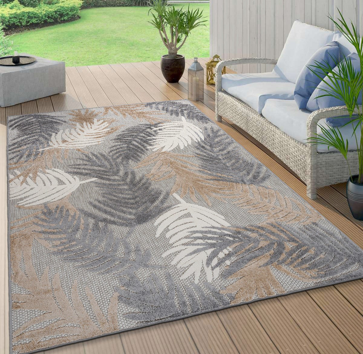 8x10 Water Resistant, Large Indoor Outdoor Rugs for Patios, Front