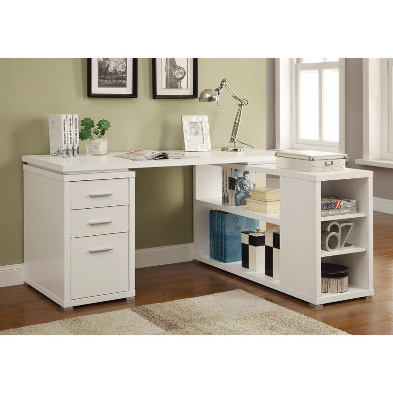 Ralphs L-Shaped Writing Desk, White