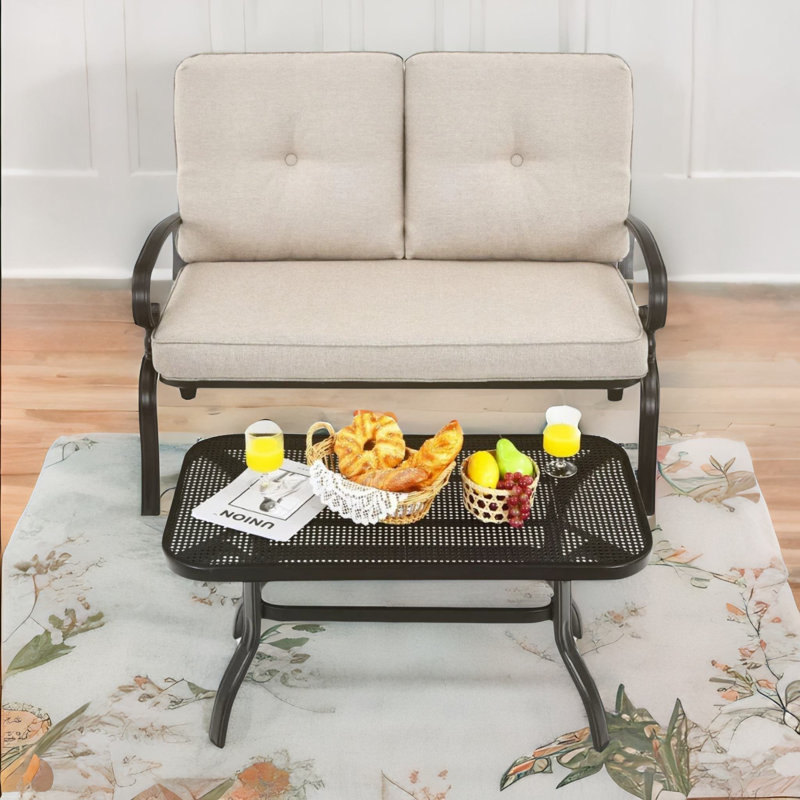 2 - Person 49cm Long Bistro Set With Padded Cushions And Table