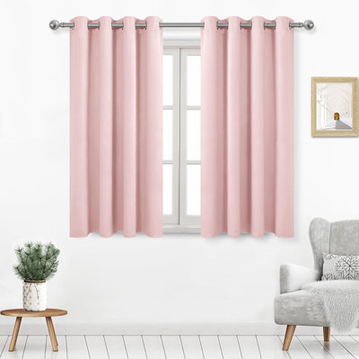 2 Thick Panels Room Darkening Blackout Curtains, Thermal Insulated Block Out Light Grommet Drapes
