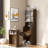 Mid-century Multi-use Extenable Cabinet Desk With Storage Peg Board, Storage Cabinet With Sliding Glass Doors, Led Light, Free Cat Cushion And Cat Toy