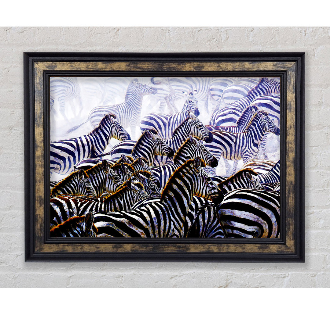 Zebra Stampede - Einzelner Bilderrahmen Kunstdrucke