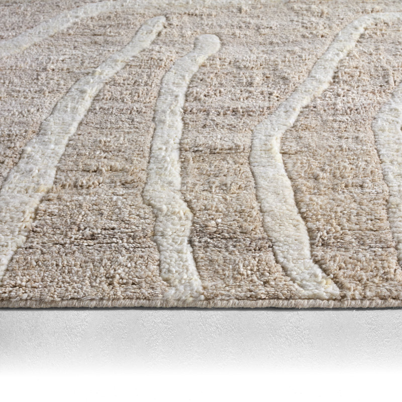Jaipur Living Madaya Hand-Knotted Abstract Cream/ Tan Area Rug, Rectangle 10' x 14'