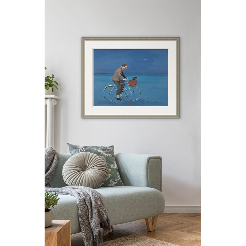 Cyclist Print by Alan Kingsbury, 16" H x 19.5" W, Gold Framed, No Mat