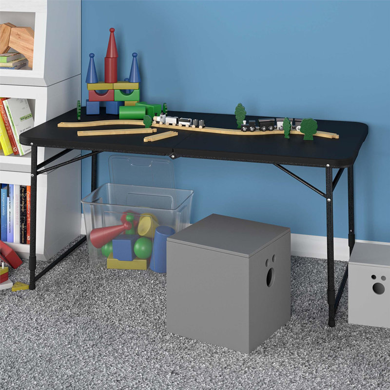 COSCO 4 ft Black Adjustable Height Folding Resin Utility Table