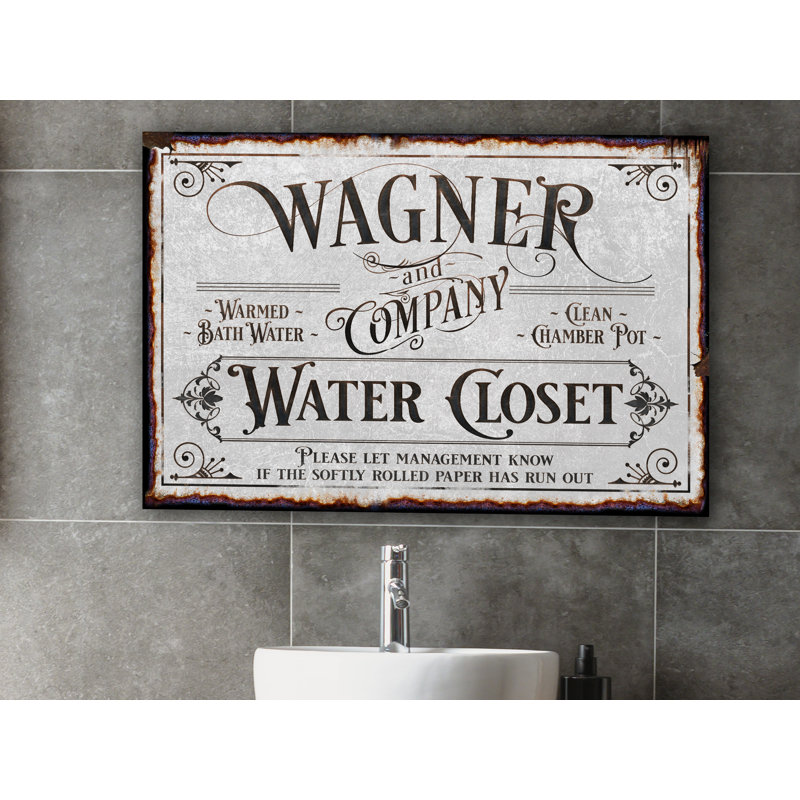 Bathroom Sign Family Name Personalized On Metal, 12" H x 18" W x 0.04" D, Yes
