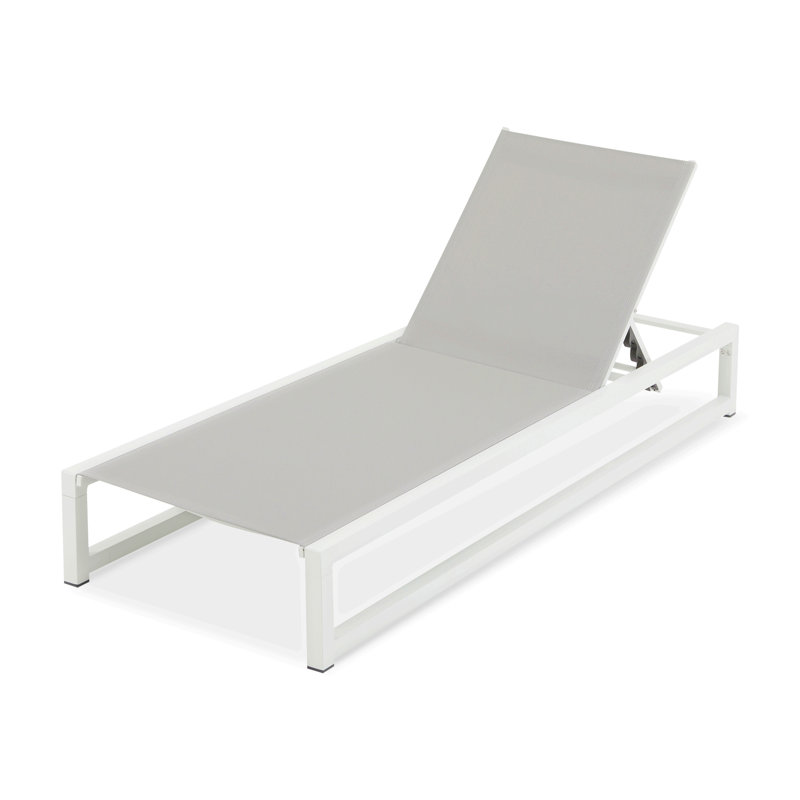 Chaise longue d'extérieur réglable à 5 niveaux, structure en aluminium durable et filet de polyester enduit de PVC, pour patio / bord de piscine
