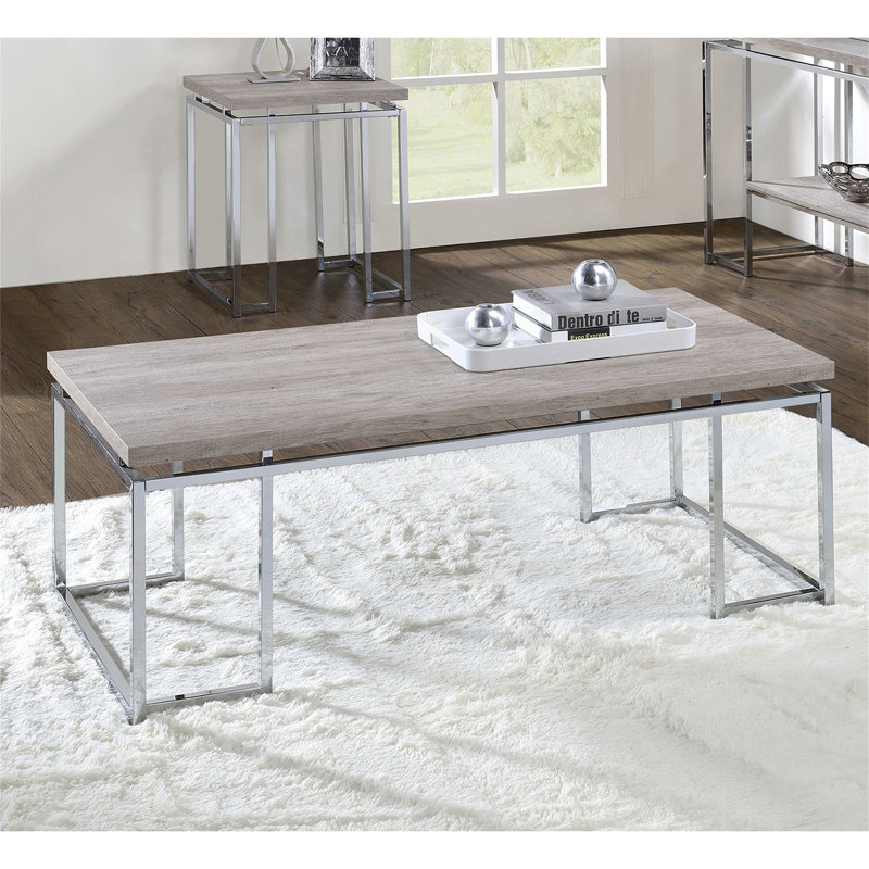 Rectangular Coffee Table With Metal Sled Base