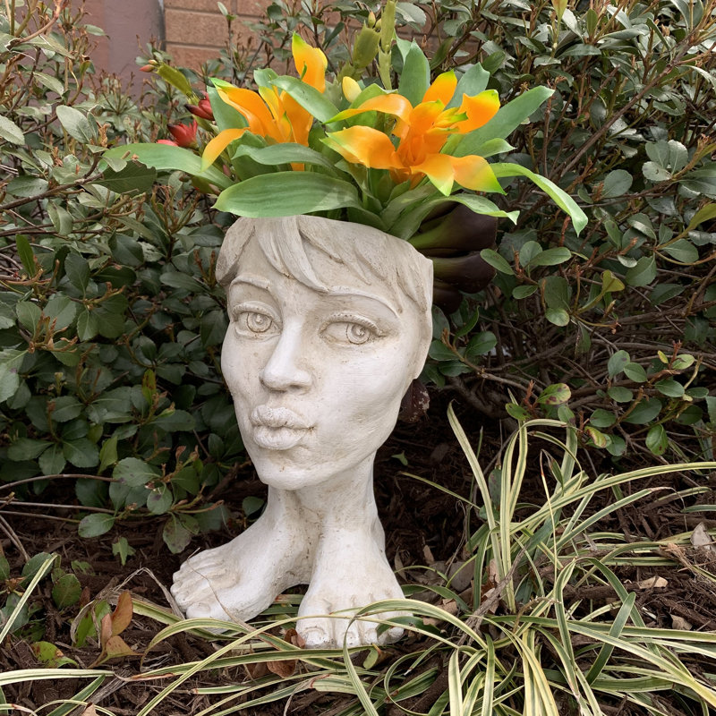 Muggly's Aunt Tia Maria Face Statue Planter, Beige