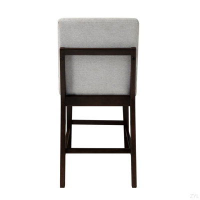 Gray Linen & Espresso Finish Counter Height Chair (Set Of 2)