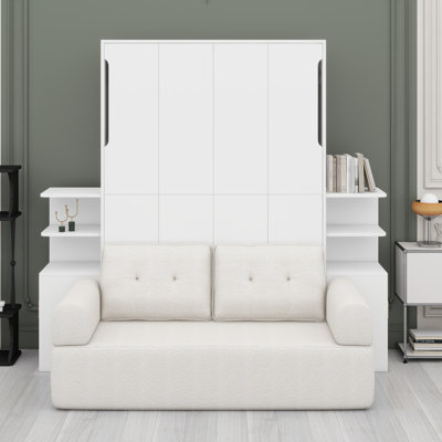Wall-Mounted Murphy Bed With Integrated Sofa And Storage For Multi-Functional Living