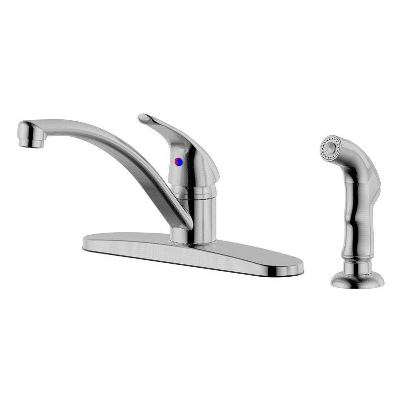 Robinet de cuisine à une poignée et installation à 2 ou 4 trous avec douchette rétractable Nita Classic, Nickel brossé