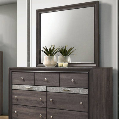 Miroir contemporain l 36,9 po, gris