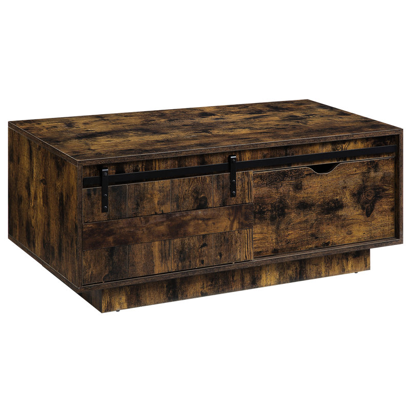 Table basse rustique avec porte coulissante pour un décor et un look classique