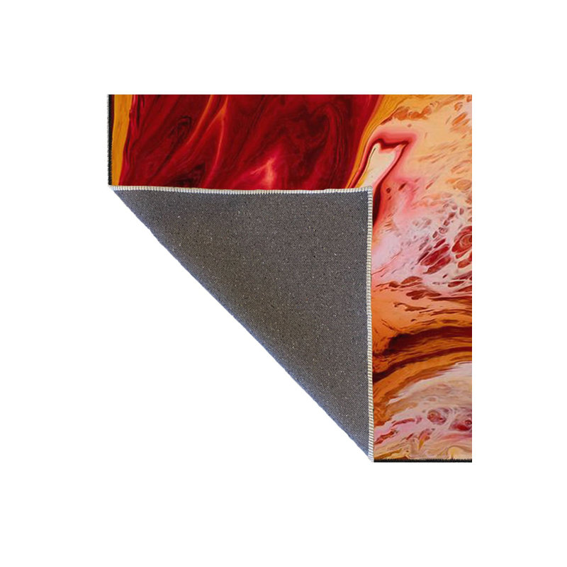 Tapis tissé à motif de flamme lavable à la machine, Sous-tapis rond 3 pi 3 po inclus