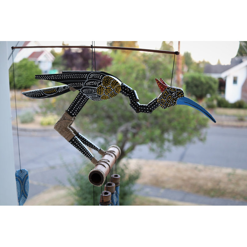 Aurora Black and Blue Bamboo Bird Wind Chime