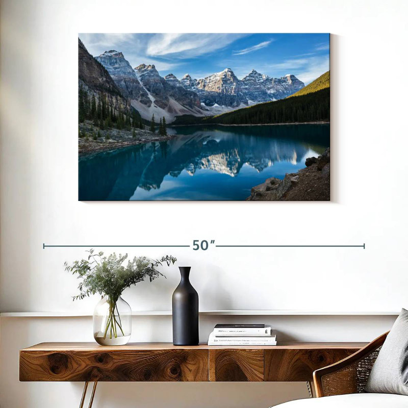 Lac Alaine Moraine dans la vallée, H 26 po x l 39 po
