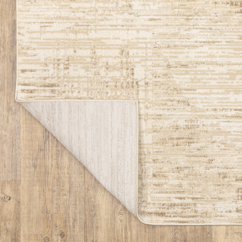 Étchings beige/brun à poils texturés avec ROW Christenson Abstract, Rectangle 7 pi 10 po x 10 pi