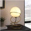 Lampe de table en verre en forme de spirale en métal doré à 4 anneaux de 13,5 po H pour salon, table de chevet pour chambre à coucher, lampe DEL