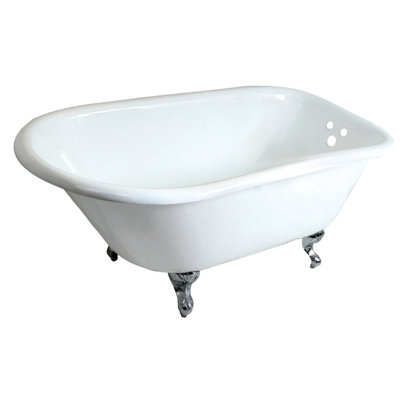 Kingston Brass Aqua Eden 48-Inch Cast Iron D-Shaped Roll Top Clawfoot Tub (3-3/8-Inch Wall Drillings)