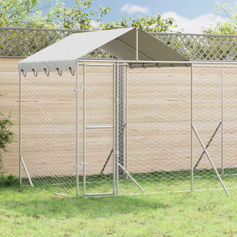 Grand chenil d'extérieur en acier galvanisé pour chien 32,8 x 6,6 x 8,2 pi