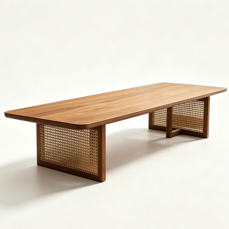 Brown Solid Wood Rectangular Coffee Table