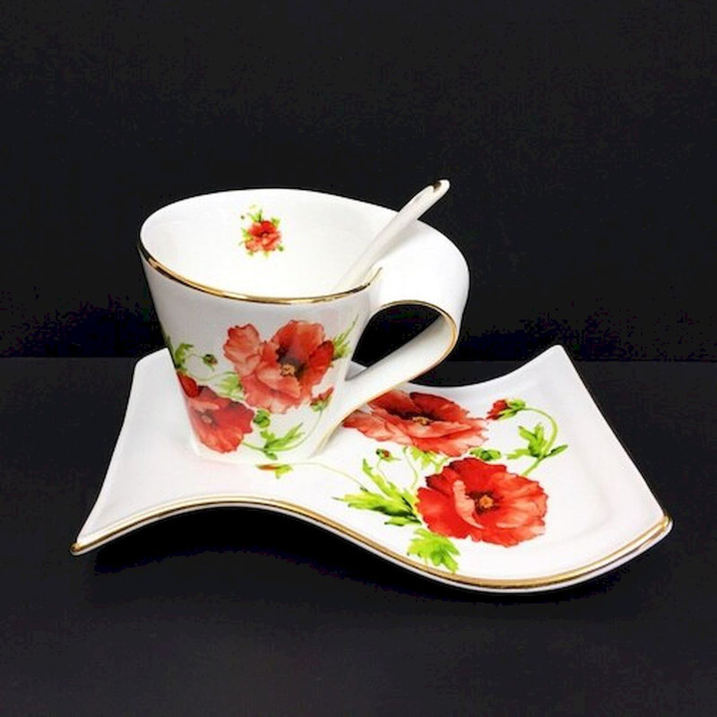 Ensemble de grandes tasses Melton Poppies, Coquelicots
