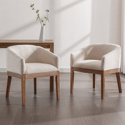Belsford 19.25'' H Linen Upholstered Oak Armchair