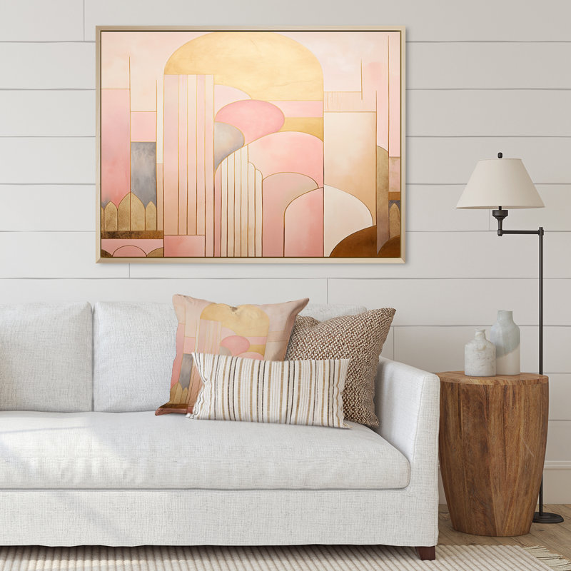 Golden City Dreams Retro Illustration I - reproduction sur toile, H 44 po x l 34 po x P 1,5 po, Cadre naturel flottant