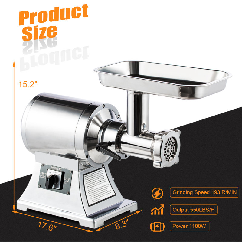 TECSPACE Stainless Steel Electric Meat Grinder